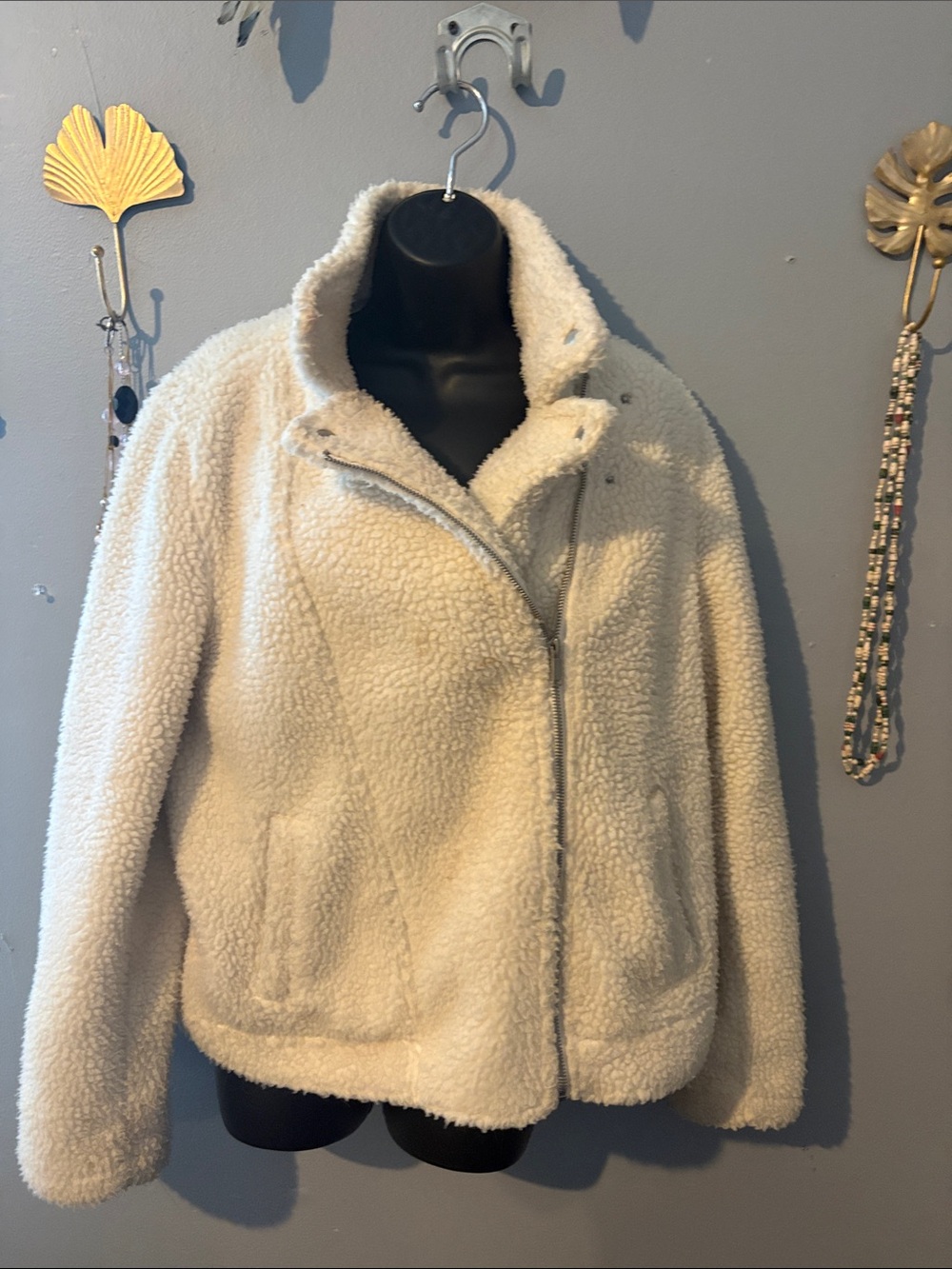 Old Navy Cream Sherpa Zip Jacket